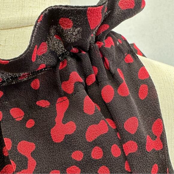 Michael Michael Kors Y2k tie high neck sleeveless blouse red dot print size 4 - Picture 6 of 15